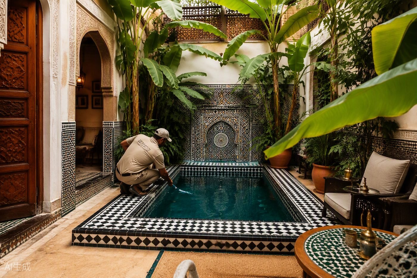 Piscine et bassin de riad — Marrakech